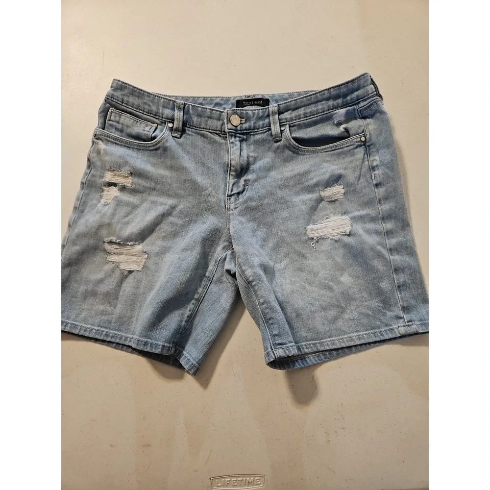 White House Black Market Girlfriend Jean Shorts Womens Size 8 Distressed (A1229)